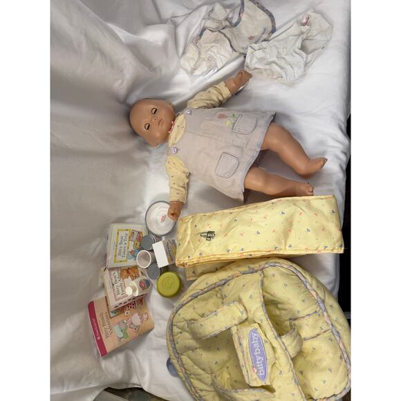 American Girl Bitty Baby w/ Backpack & Accessories Food Brown Hair Brown Eyes GS - Picture 2 of 10